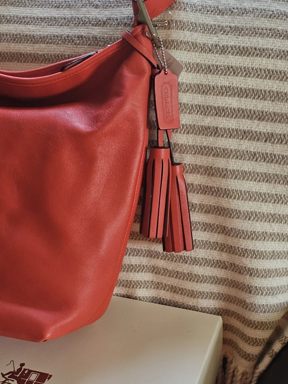 Coach Red Leather Hobo Bag